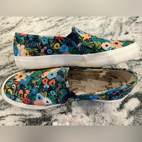 RIFLE PAPER Co. ๐บ KEDS -Sneakers / SlipOns , Blue, Green & Pink Floral Design - Picture 7 of 9